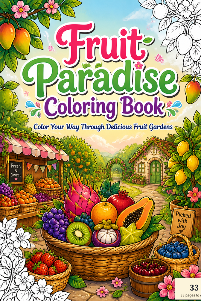 Fruit Paradise Coloring Book: Beautiful Fruit Illustrations to Color